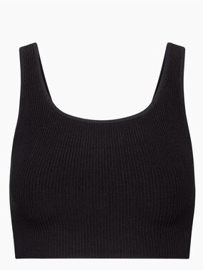Aritzia Babaton Sculpt Knit Black Crop Tank Top